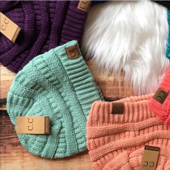 1 left! << Mint CC Beanie Winter Hat Light Teal >> - Picture 2 of 2